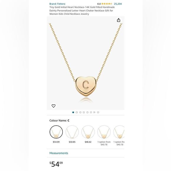 Fettero 14K Gold Plated Initial L Heart Pendant Chain Necklace Handmade NEW - Picture 7 of 7